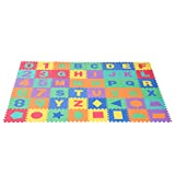 HOMCOM Alfombrilla puzzle infantil de 48 piezas 31 x 31 x 1 cm con 26 letras, números del 0 al 9 y 12 tipos de características geométricas Alfombrilla blanda de espuma EVA de 4,32 m²
